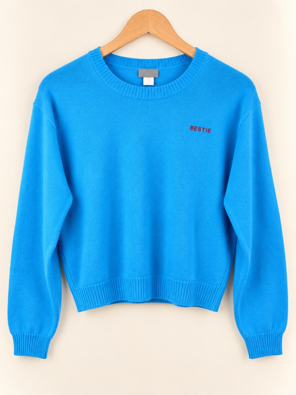 J.Crew Perfect Cashmere Crewneck Blue Bestie Embroidery Monogram CN259